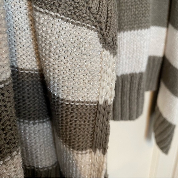 INC International Concepts Cardigan Nautical Breton Stripes Metallic Thread Sz L - Picture 6 of 6